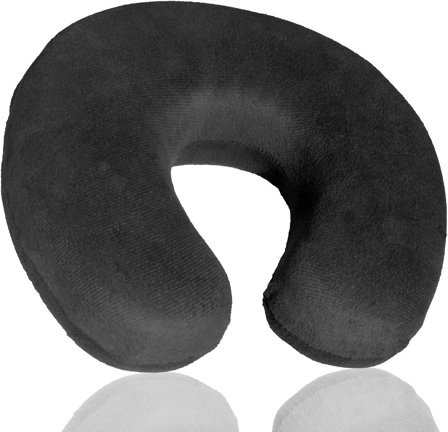 Memory Foam U Shaped Travel Pillow Neck Support Headrest Cushion (Black)