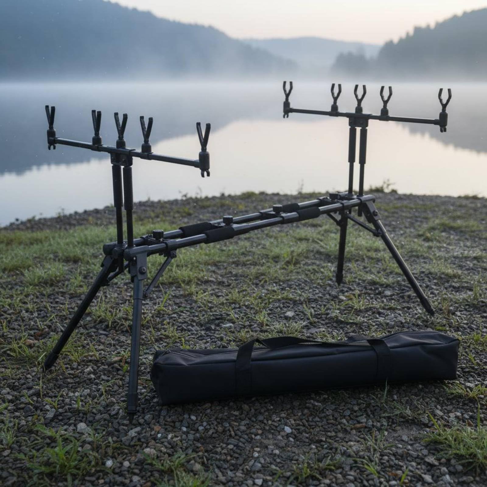 Gralara Asta Portacanne da Carpa Lega di Alluminio Portacanne Multiplo Acciaio Inox Supporto Canne Regolabile per Pescatori Sportivi, Pesca, Esterno, Fiume