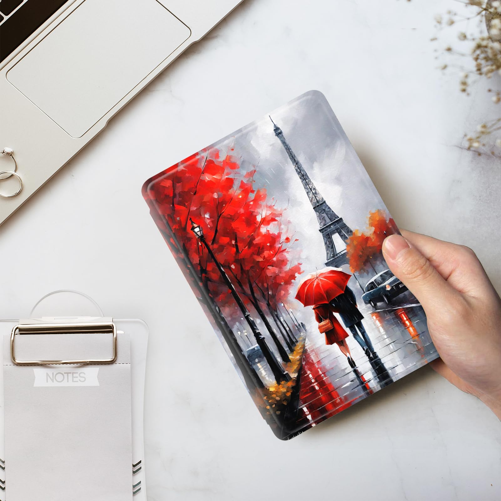 Étui Magnétique Flip Pour Kindle 10e Génération (2019) | Cuir PU Étanche | Design Marbre | Veille/Réveil Automatique | Protection 360°