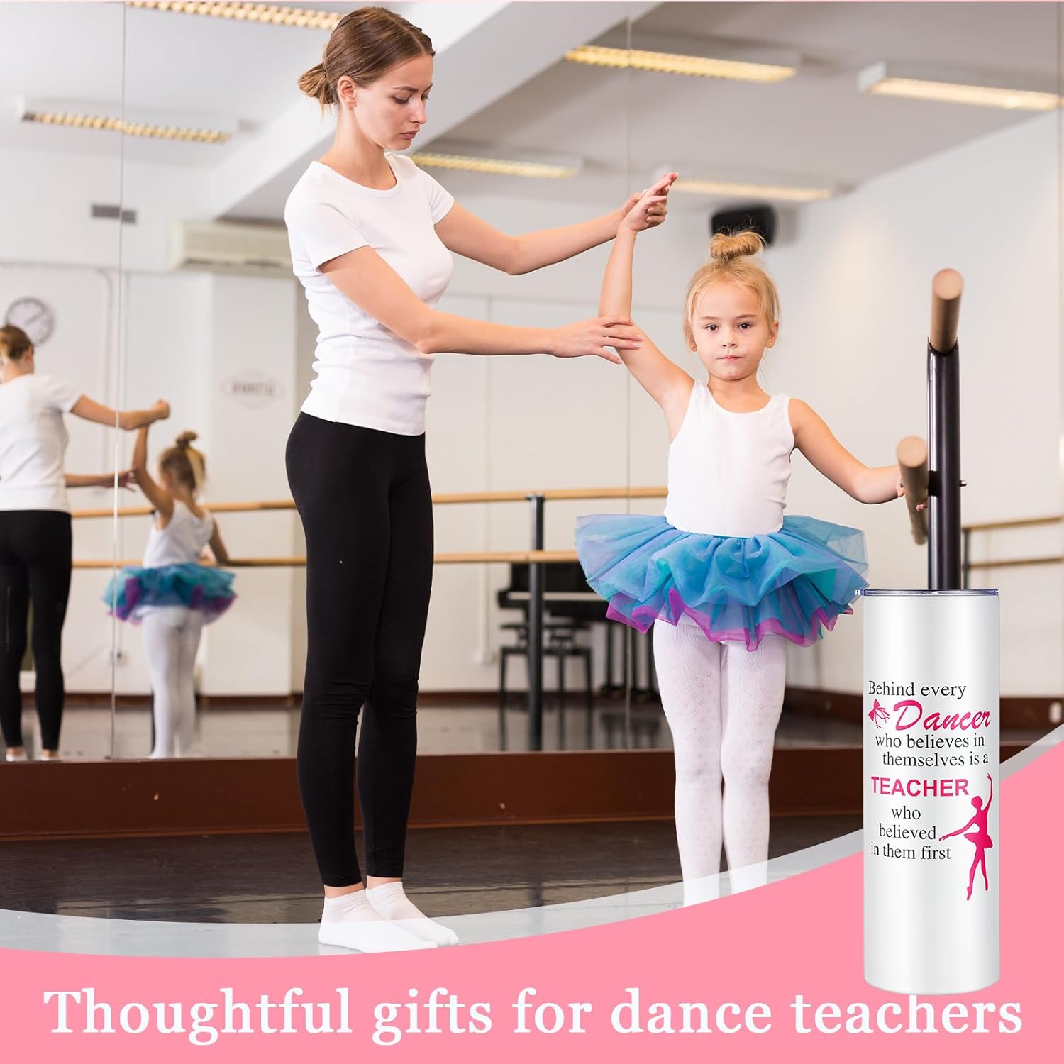 Dance Teacher Appreciation Gift Sets for Women Ballet Teacher Tumbler Includes 20 oz Stainless Steel Travel Mug with Lid Straw and Keychain Best Gift Ideas for Ballet Teachers Dancer Coach - Image 6