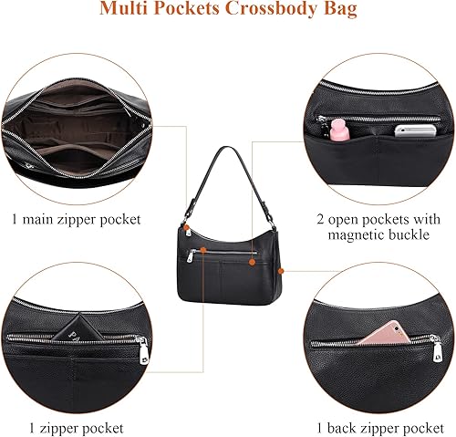 Miniatura 7 de Over Earth Bolsos de cuero suave para mujer, bolsos cruzados, multibolsillos, bolsas de hombro, bolsa de mensajero, tamaño mediano