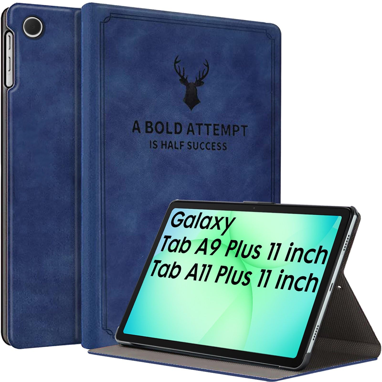 Robustrion for Samsung Galaxy Tab A11+ 11" & A9+ 11 inch Cover Case, Deer Flip Cover Case for Samsung Tab A11 Plus Tablet Cover [Auto Sleep Wake Support] - Blue