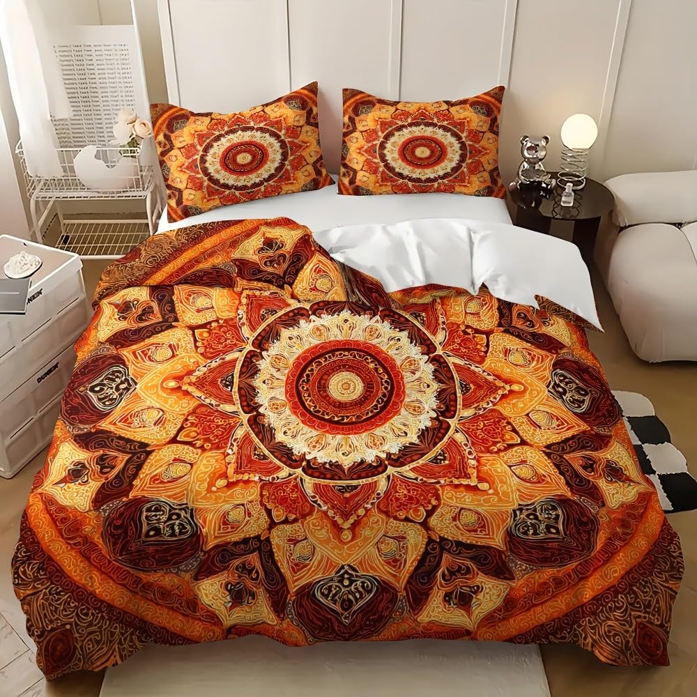 Copripiumino 155x200 cm Colore Arancione 3 pezzi, microfibra ipoallergenica