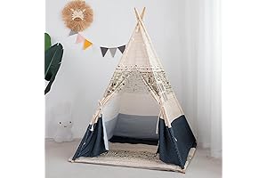 xiaowantong Printed Canvas Blue Teepee for Kids