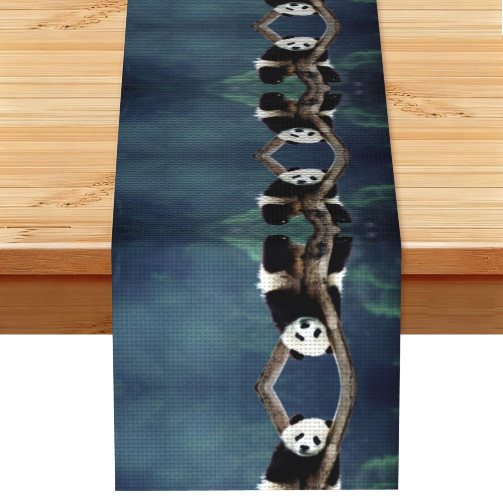 Cute Panda Linen Feel Table Runner Wedding Party Home Decoration