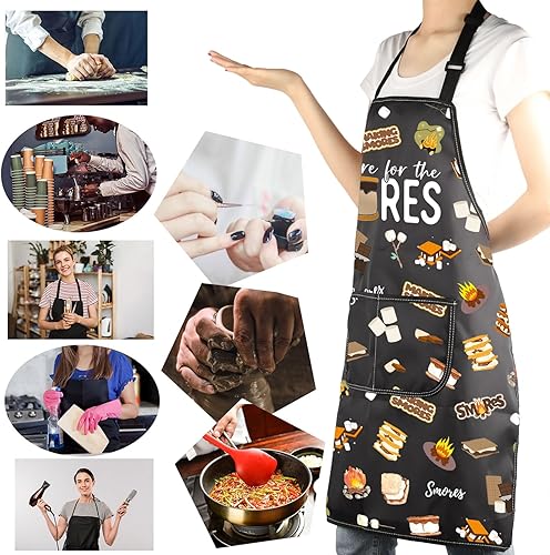 Miniatura 6 de MBMSO Delantal Smores S'More Lovers Regalo para Smores Maker Delantal Just Here for the Smores Regalo para Chef Pastelero Delantal Regalo de Camping