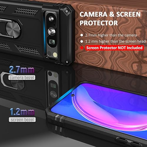 Miniatura 2 de ADDIT Funda 8 Pro para Google Pixel 8 Pro con soporte magnético para automóvil, grado militar, antideslizante, a prueba de golpes, funda protectora