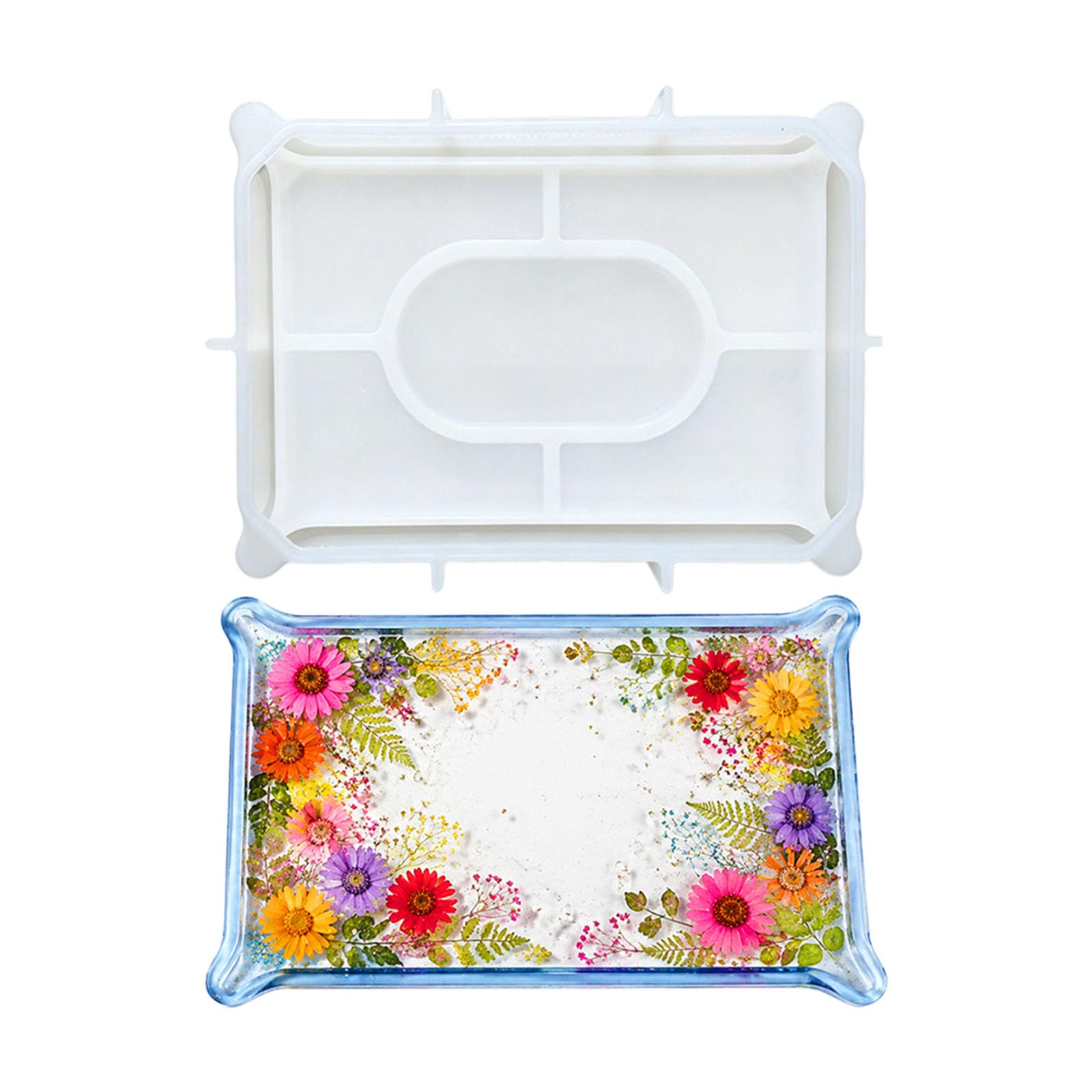 Mekalero Resin Tray Silicone Mold for Jewelry Organizer, Flexible Casting Mold for Decorative Epoxy and Decor Jewelry Tray Resin Molds Silicone