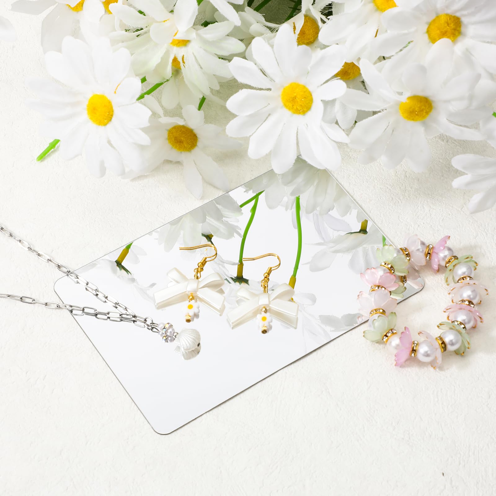 10 Pcs Rectangular Wall Mirrors Shatter Proof Plastic Mirror 4 x 6 Inch Acrylic Mirror Tiles for Wall Decor Round Corners Rectangular Mirrors Tiles for Bathroom Home Art Craft