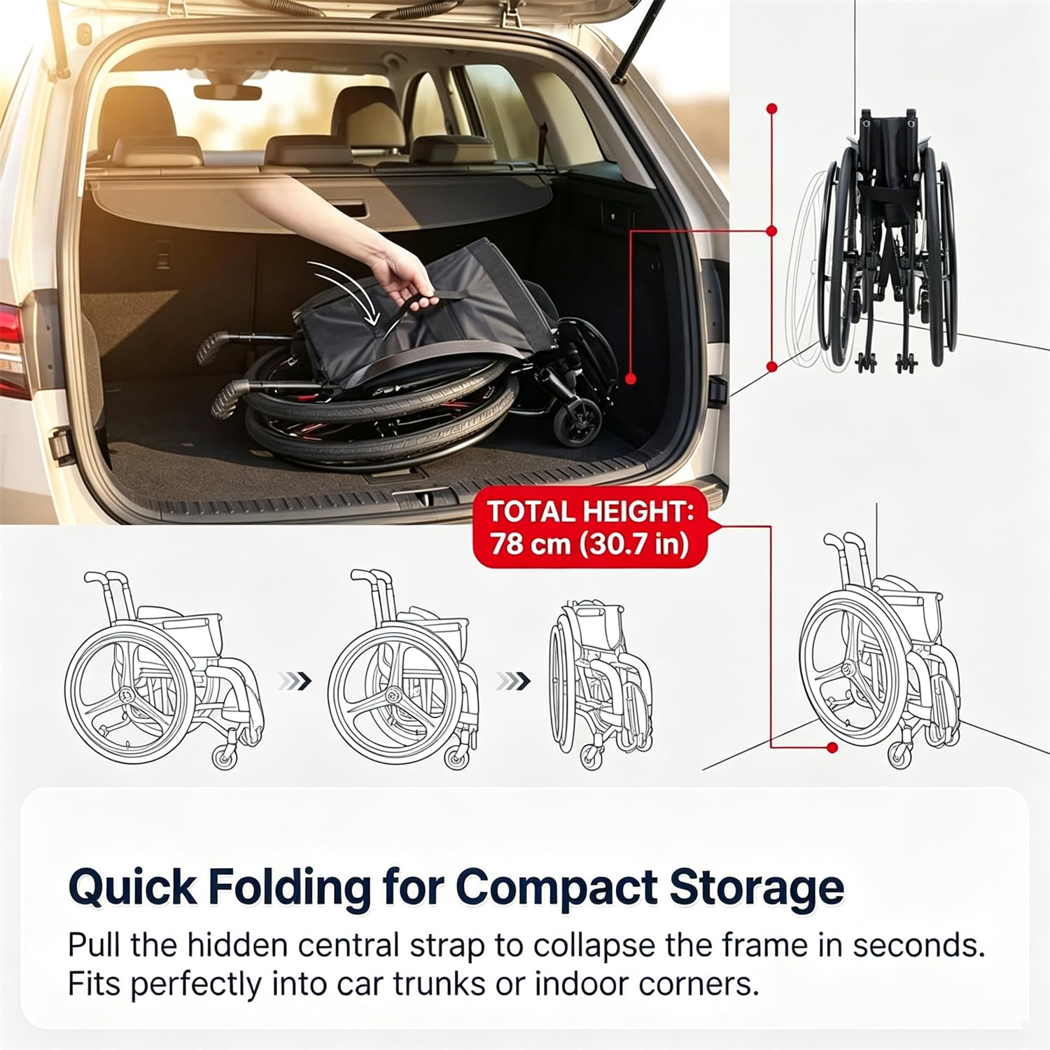 Silla De Ruedas Deportiva Todoterreno Autopropulsada | Silla De Ruedas Manual Ligera De Aleación De Aluminio, Capacidad De Carga 100Kg (220Lb), Asiento De 42cm, Extracción Rápida
