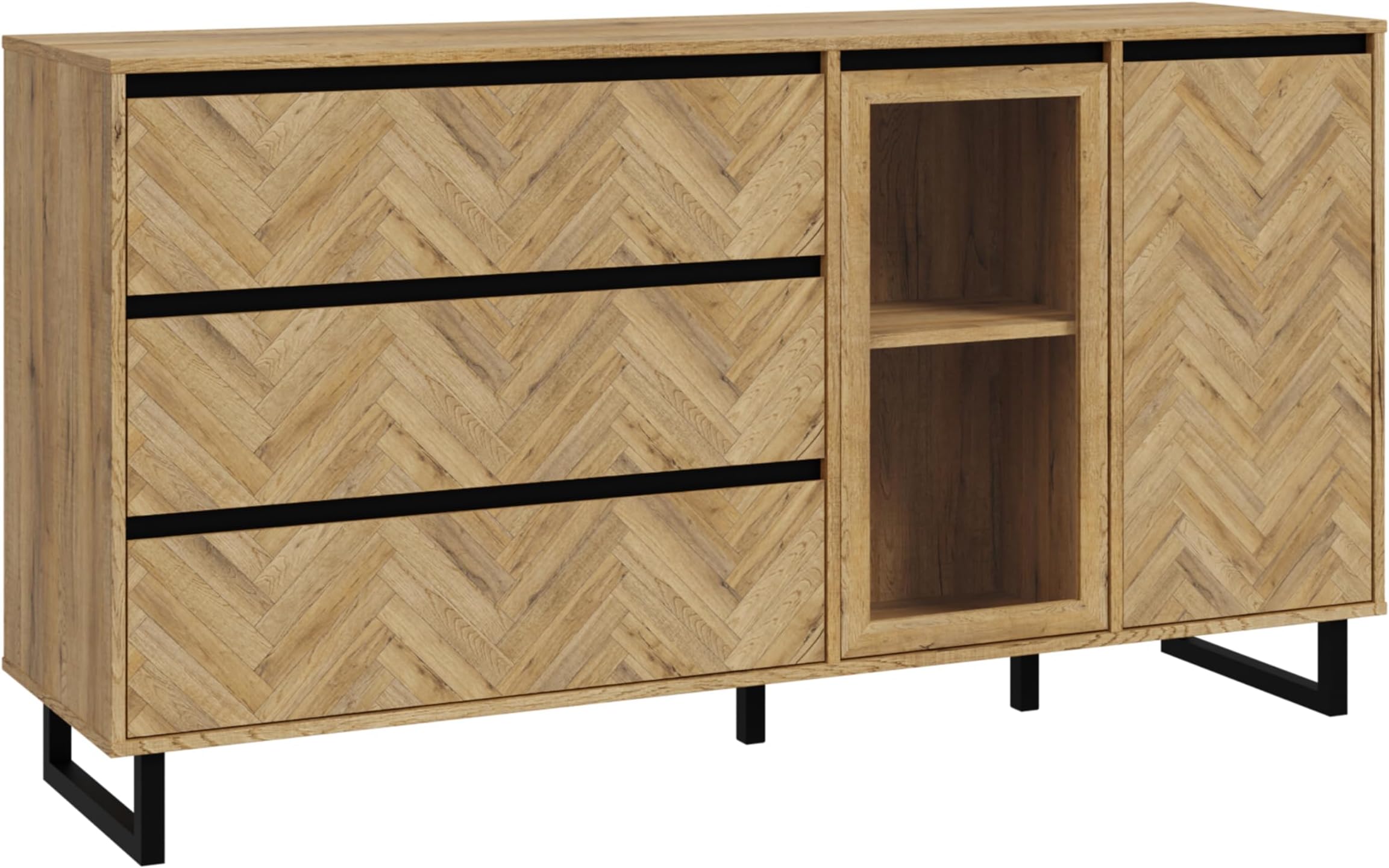Furniture To GoNikomedes, Spica Oak & Matt Black & Bartex Oak, Sideboard