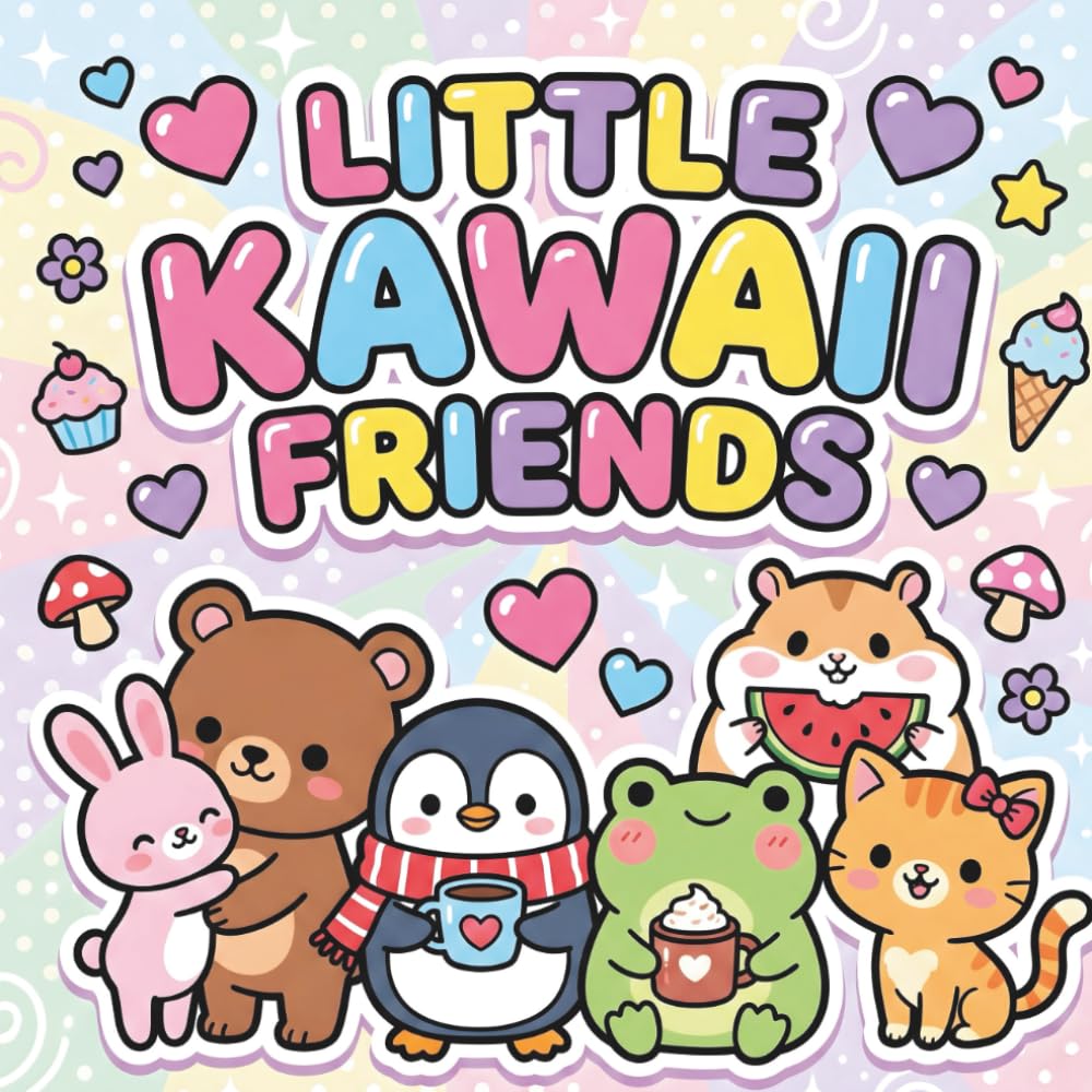 LITTLE KAWAII FRIENDS: 50+ Kawaii Animal Coloring Pages for Little Artists | Simple & Cute Illustrations for Kids, Boys, and Girls