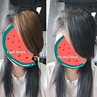 Vista 4 de Dsoar - extensiones de pelo humano real (negro natural, marrón oscuro, marrón claro), Flequillos laterales de aire, Negro natural