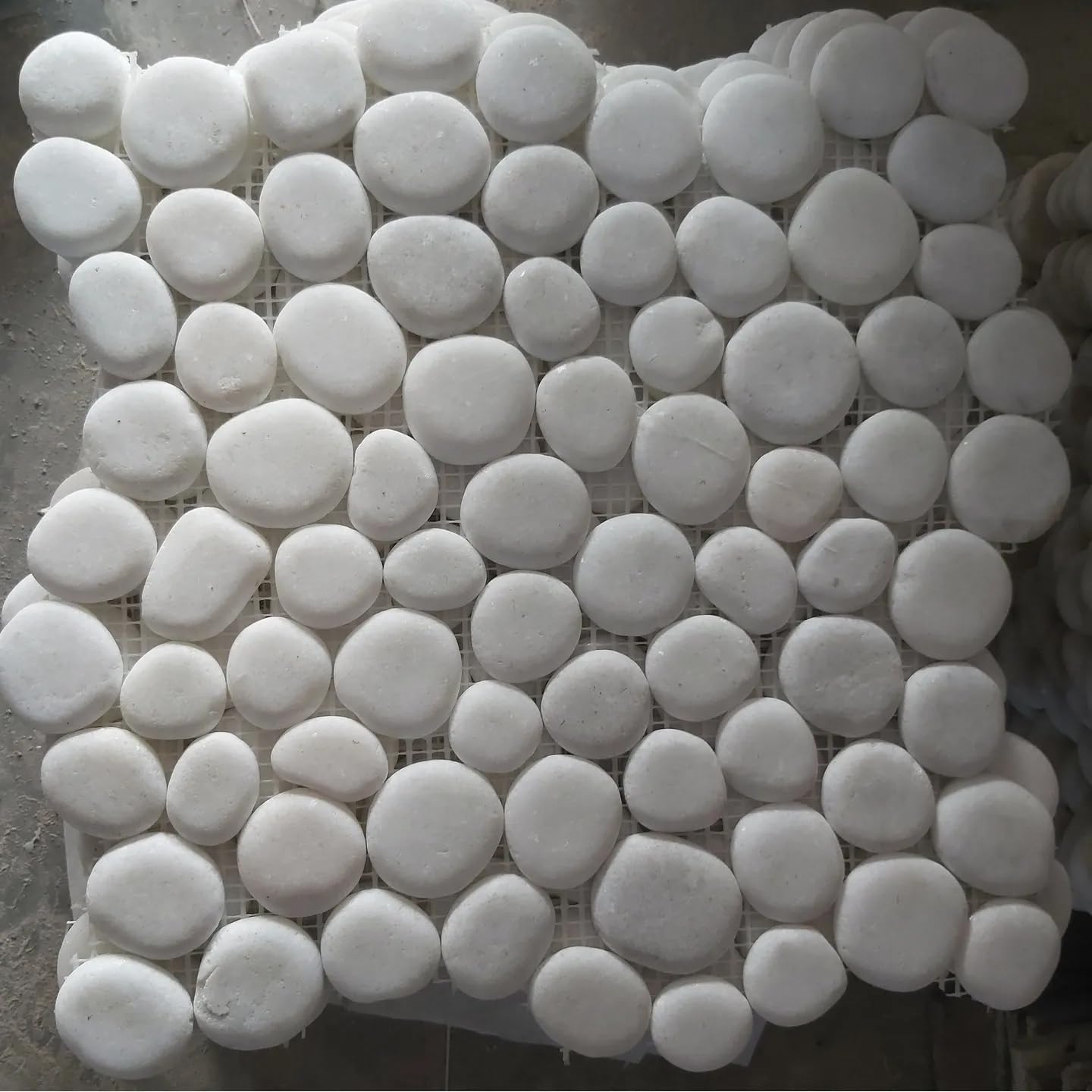 Stonestories Snow White Flat Pebble Marble Mosaic Tile for Wall Cladding and Flooring � 30 cm x 30 cm - One Interlocking Tile