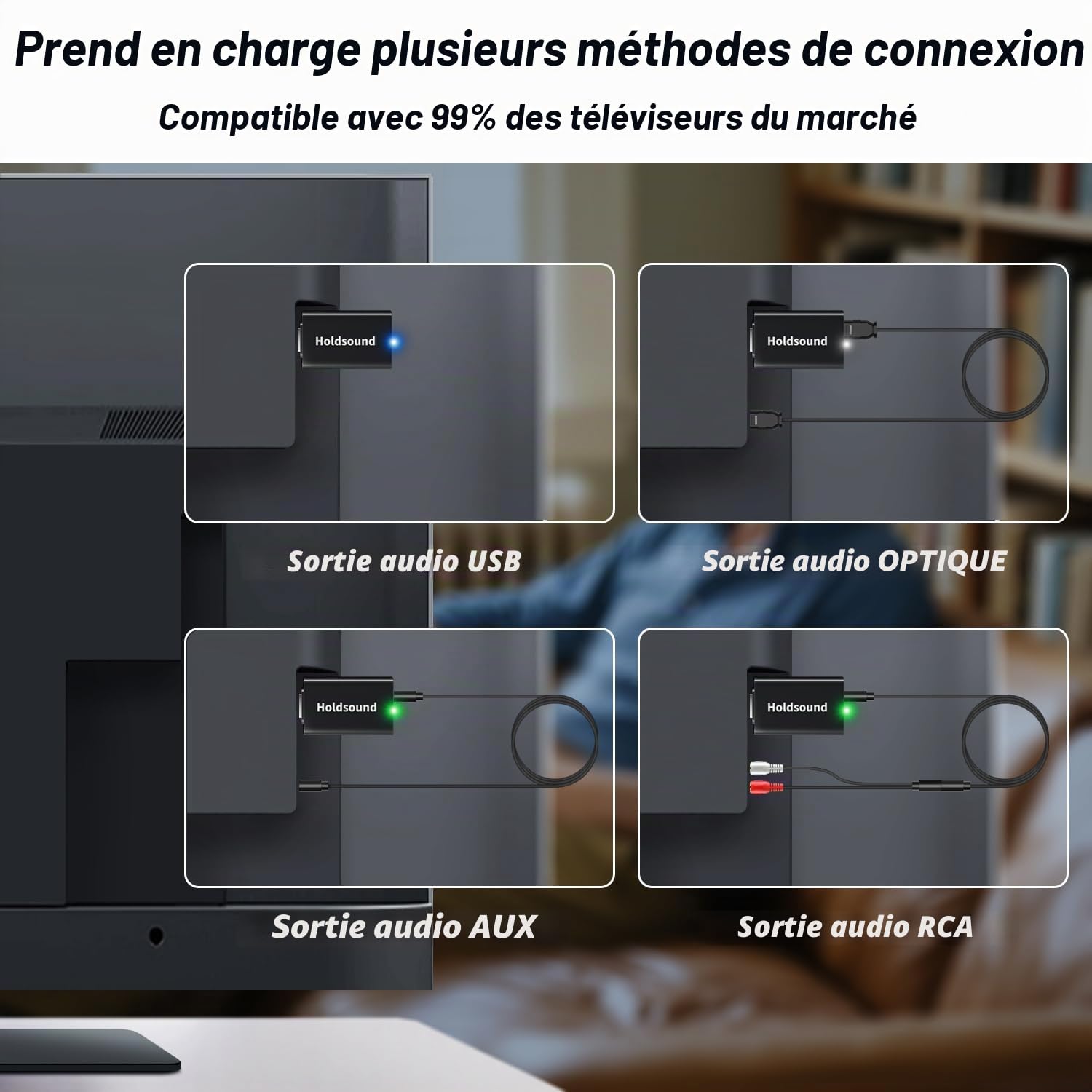 Holdsound Casques sans Fil pour Télévision, sans Délai Audio