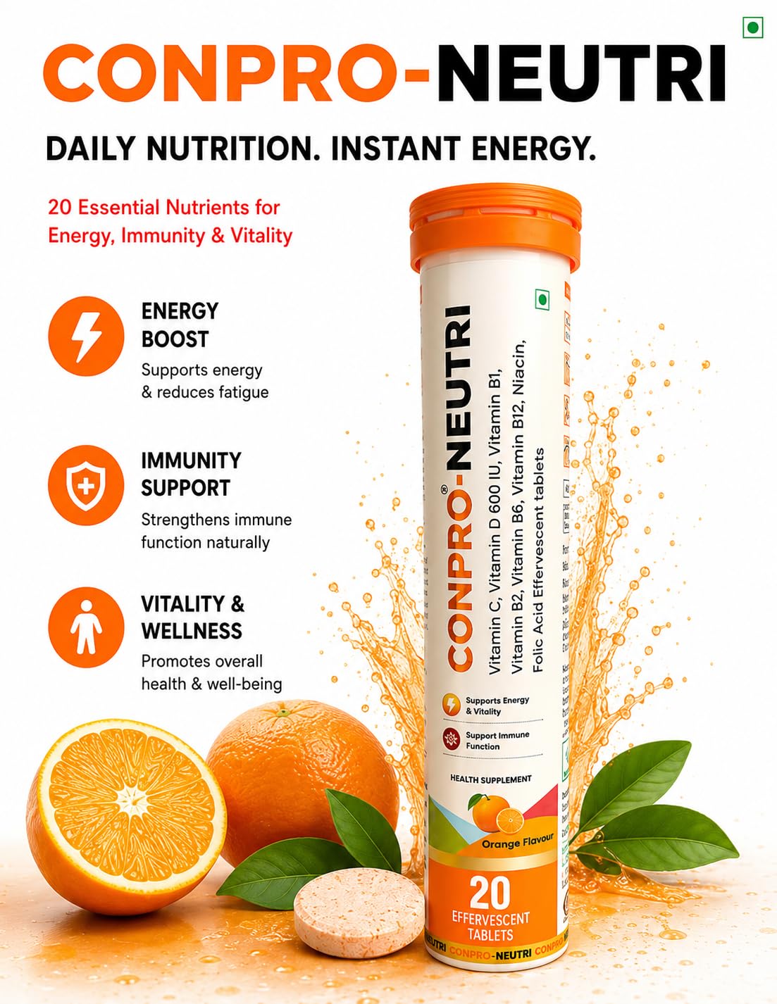 Neutri Multivitamin Effervescent Tablets, Orange Flavour, 20 — Amazon image 4