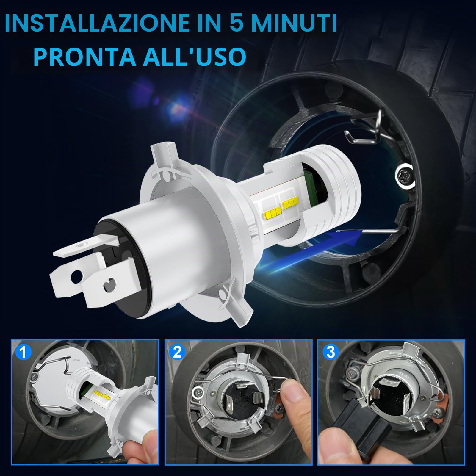 Sycreek H4 LED Canbus 110W 26000LM 6500K,Lampadine Led H4 9003 HB2 Abbaglianti e Anabbaglianti Ricambio Lampada Alogena,2 Lampadina h4