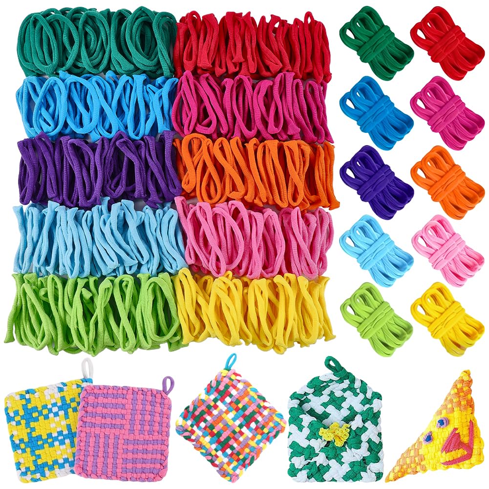 WADORN 800pcs 10 Colors 7-inch Weaving Loom Refill Loops Rainbow Polyester Loom Bands Elastic String for DIY Crafts Potholder Making Gift Craft Project Easter Birthday Home Office Decoration