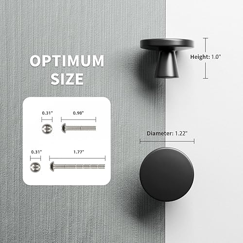 Miniatura 5 de Cobbe Paquete de 10 pomos redondos negros de aleación de zinc, pomos de gabinete de cocina para cajón de baño, herrajes clásicos de gabinete negro