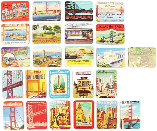 San Francisco Souvenirs Refrigerator Magnets Set of 24 Magnetic Fridge Magnet Home Decoration Accessories Arts Crafts