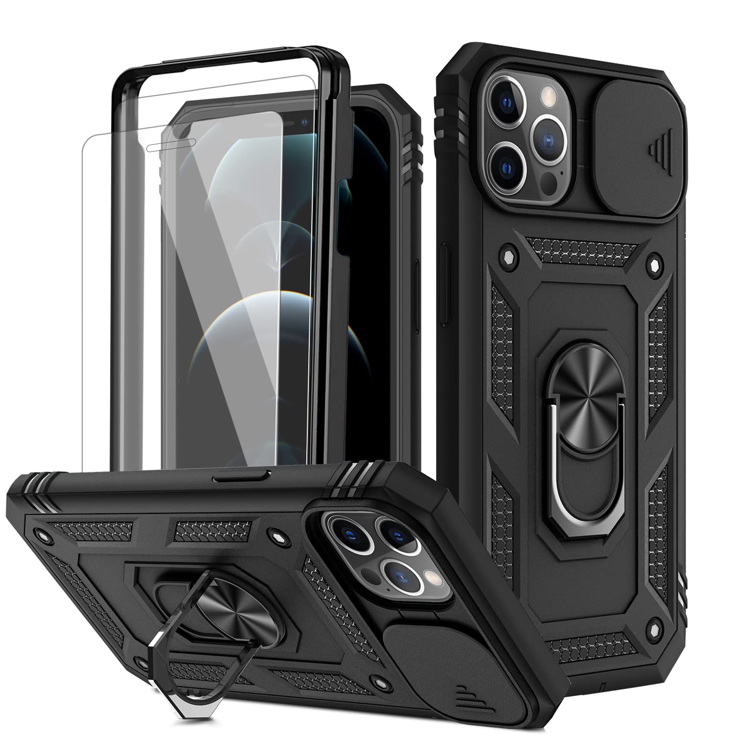 Niphabe per Cover iPhone 11 Trasparente con 2 Vetro Teperato, Anti