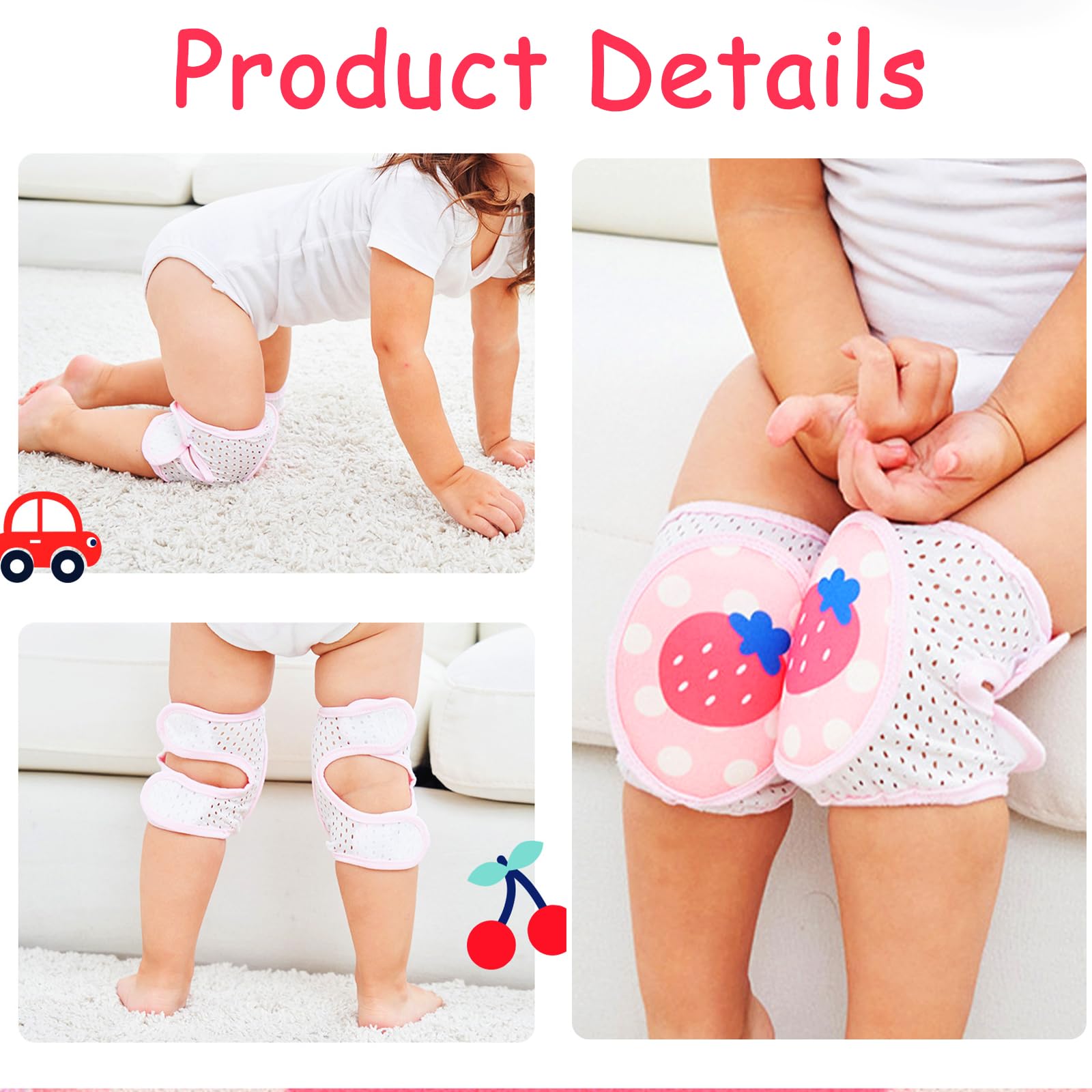 2 Paia Ginocchiere Per Gattonamento - Rete Traspirante, Antiscivolo, Per Bambini