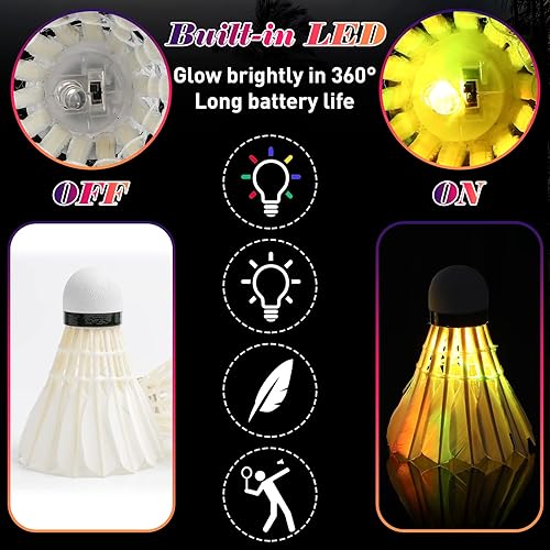 Miniatura 3 de Roceei Luz de red de bádminton, multicolor, 8 modos, 32 pies, impermeable, luz LED con control remoto y 6 piezas que brillan en la oscuridad, luz