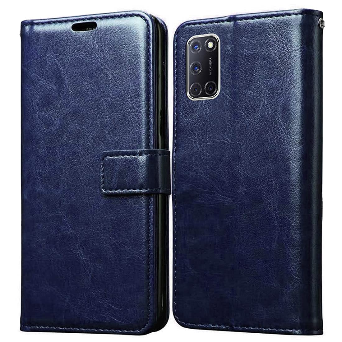 Amazon Brand - Solimo Flip Leather Mobile Cover (Soft & Flexible Back case) for Oppo A52 (Blue) (B08C5XQR1G) Amazon Price History, Amazon Price Tracker