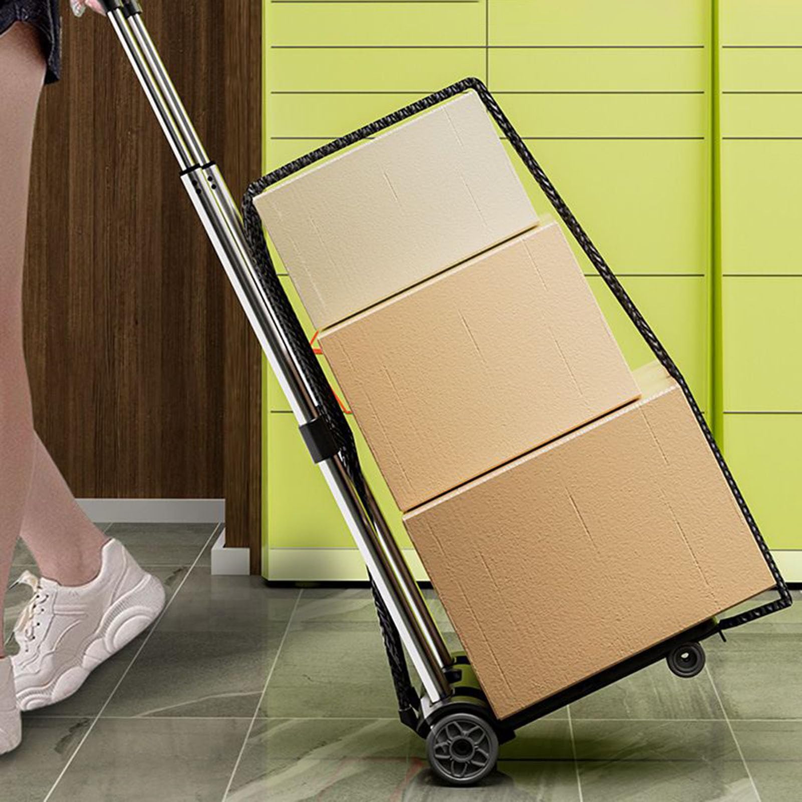 Wózek Ręczny Nośność 100 kg Przenośne Koła Ruchomy Przenośnik | Składane Wózki Transportowe Z Regulacją Wysokości Do Transportu Na Zakupach W Podróży I W Garażu