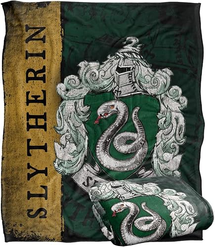 Manta de Harry Potter, 50 x 60 pulgadas, diseño de Harry Potter House Crest Slytherin, manta sedosa al tacto súper suave