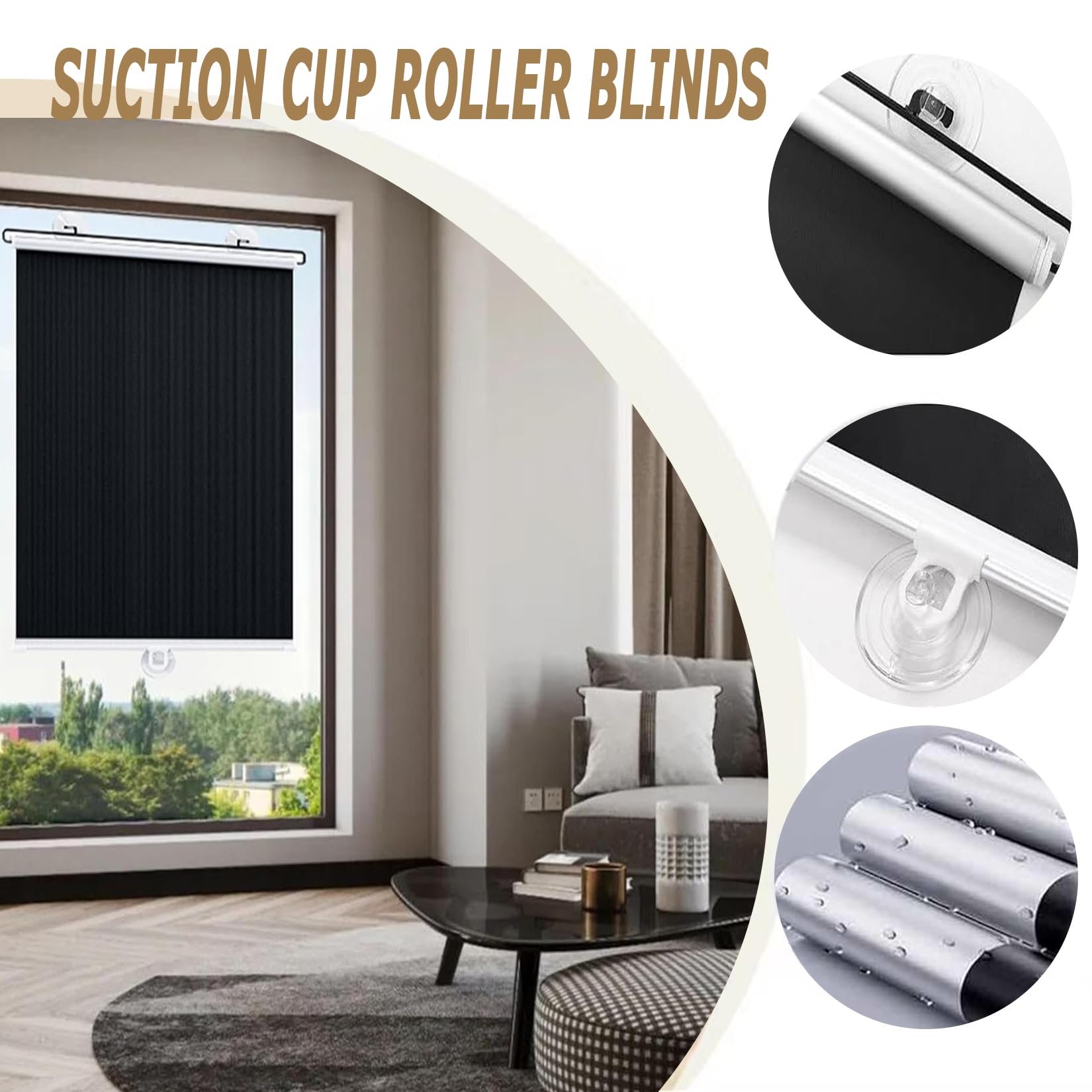 Verdunkelungsrollo Mit Saugnäpfen - Sichtschutz Für Fenster Ohne Bohren 40x60cm Bis 68x125cm