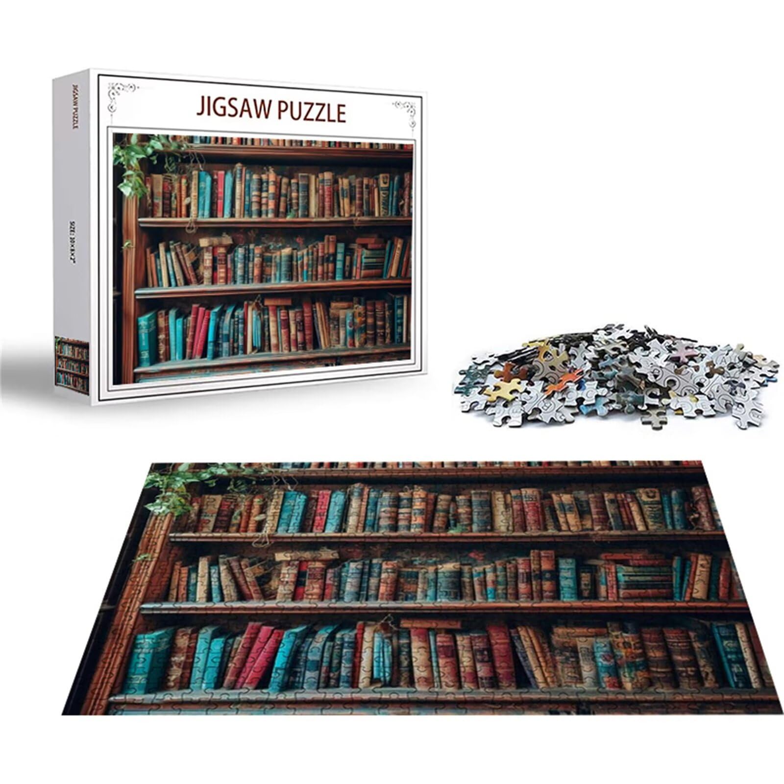 puzzle 2000 sztuk regał na książki puzzle książka drewniana układanka, klasyczne dla dorosłych gra wyzwanie idealne dopasowanie między literami z tyłu układanki dla dzieci i dorosłych wiek 14 lat P-8