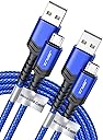 JSAUX Micro USB Cable for Android, (2-Pack 6.6FT) Kindle Charger Cord Replacement, Nylon Braided USB Micro Charging Cable Compatible with Galaxy S7 S6 J7 Edge Note 5, Kindle, MP3-Blue