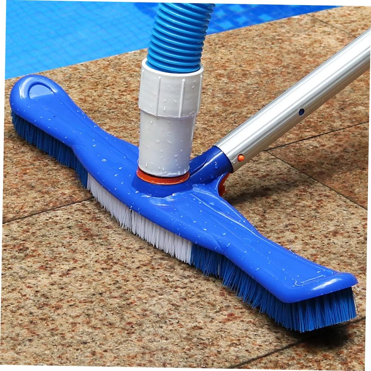 Kisangel 1Pc Heavy Duty Swimming Pool Cleaning Brush with Plastic Bristles for Indoor and Outdoor Use Tough Bristles for Fine Dirt and Debris Removal Compatible with Standard Threaded