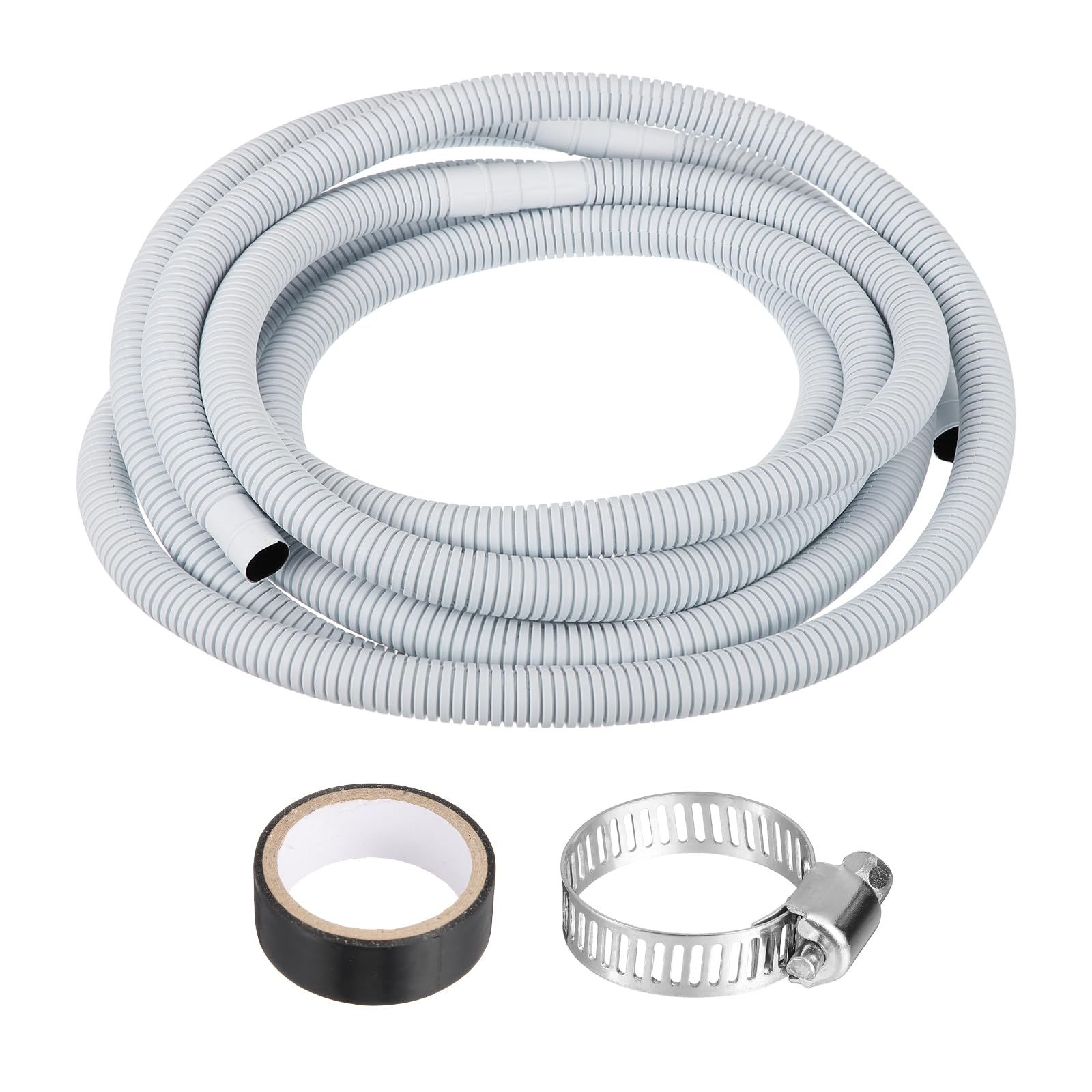 sourcing map Mini Split Drain Hose Kit (16.4 ft / 5 M) - Universal Flexible AC Drain Hose Plastic Water Tubing Accessories Extender for Household or Industry, Gray