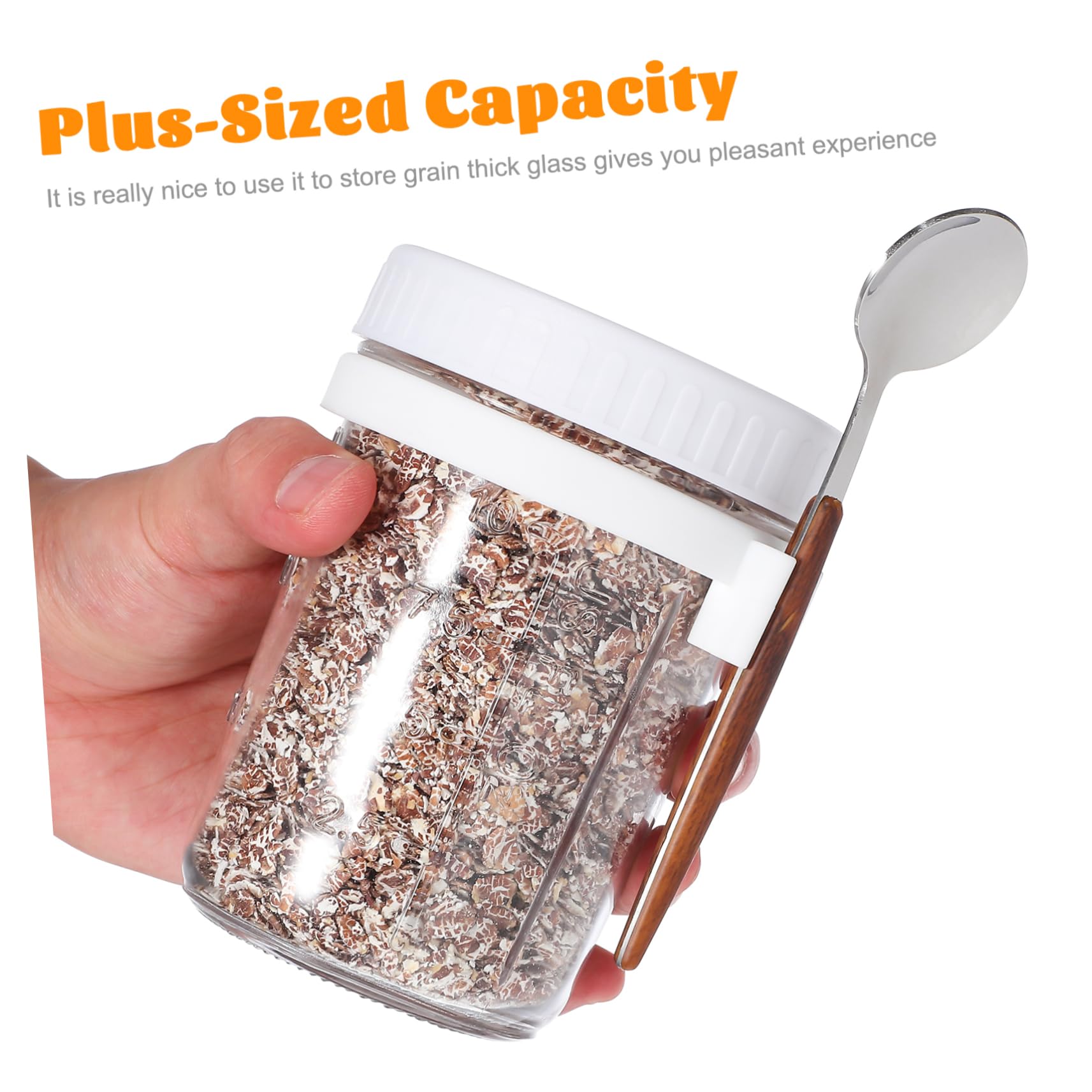 ULTECHNOVO Vorratsdose Glas mit Holzdeckel 4 Stück 400ml Auslaufsicher mit Löffel für Overnight Oats Küche und Büro