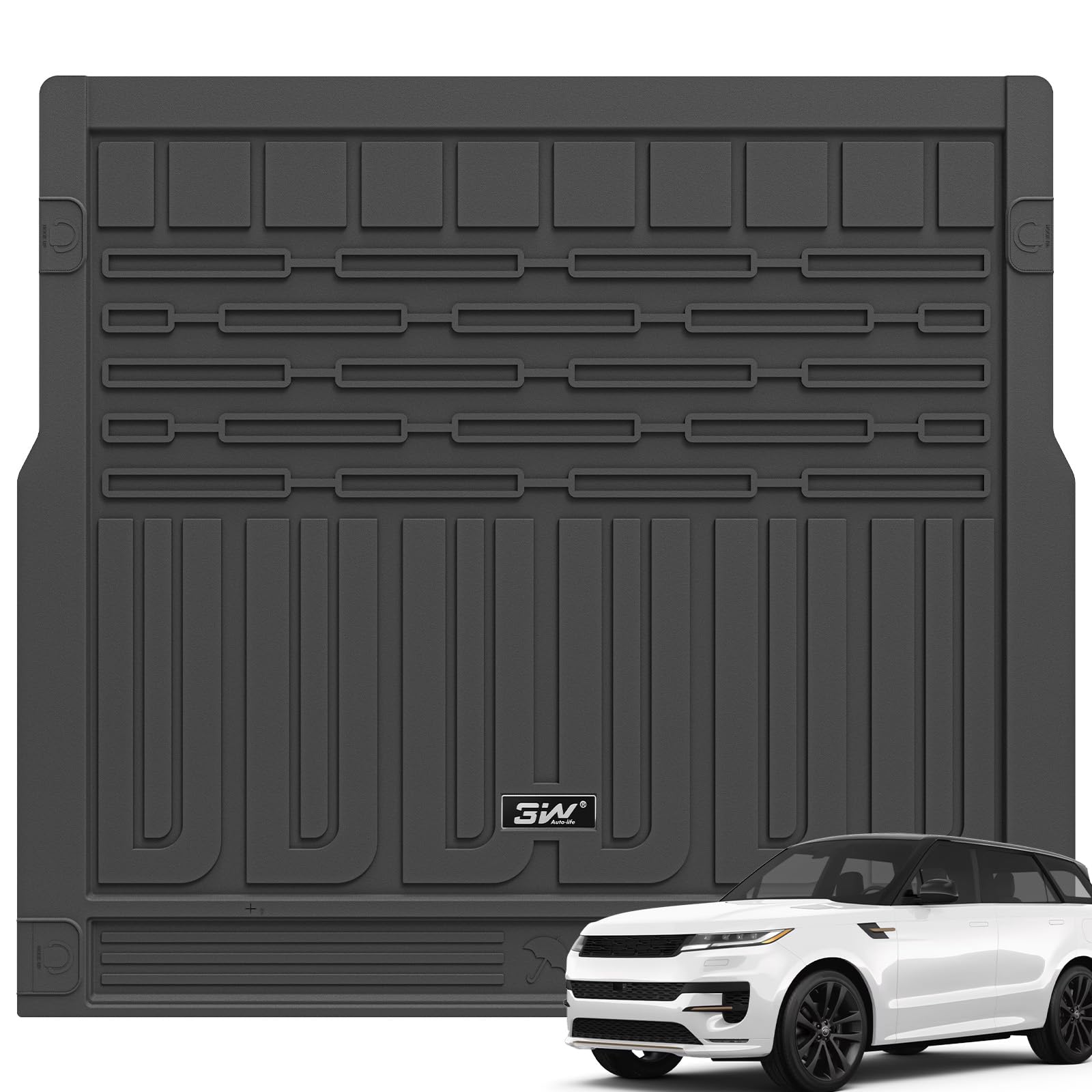 3W Boot Liner Fit for Range Rover Sport 2023 2024 2025 L461, All Weather TPE Dog Friendly TPE Cargo Mats Custom Fit New Range Rover Sport, Waterproof Non-Slip Heavy Duty Trunk Mats