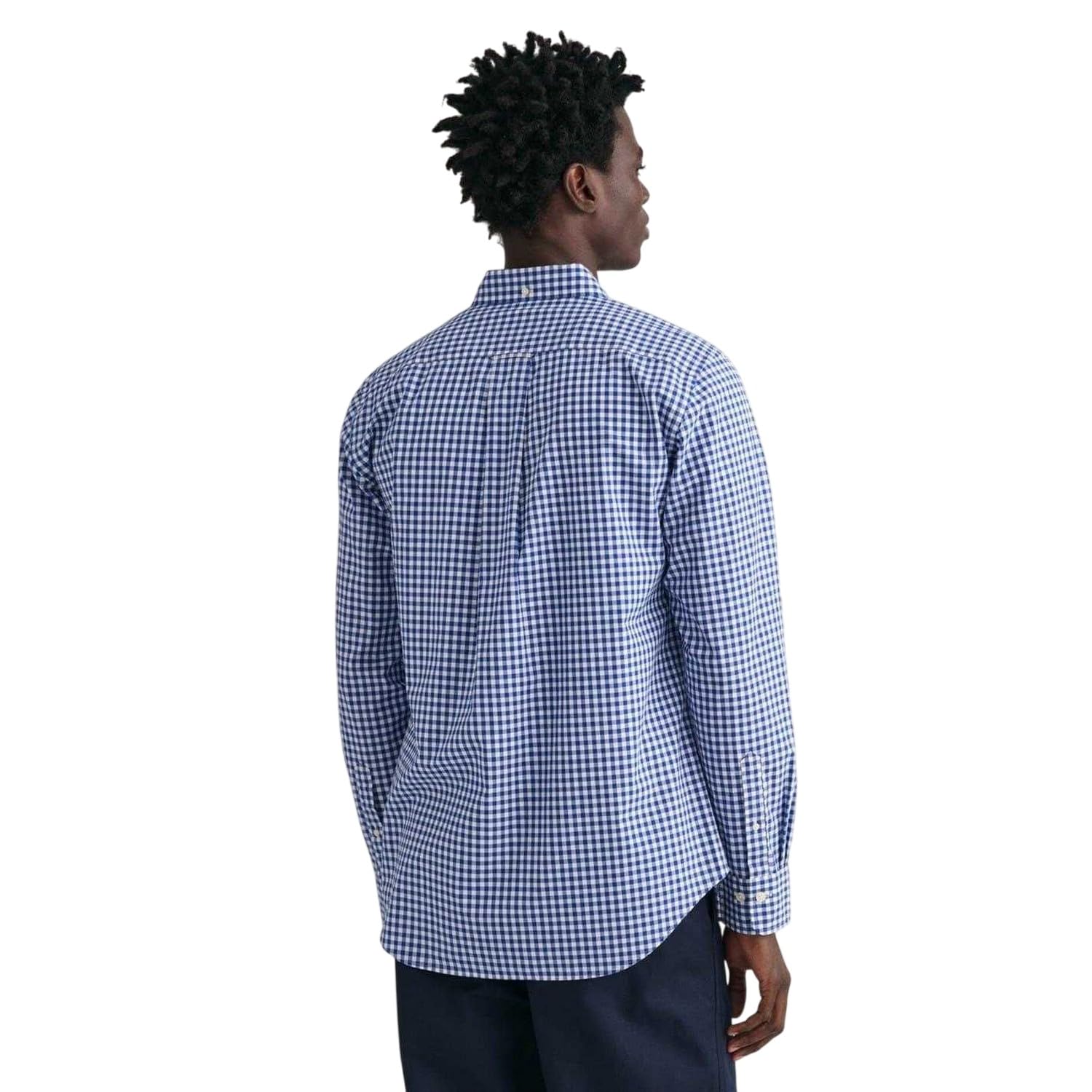 GANT Męska koszulka REG POPLIN Gingham, klasyczna koszula, niebieska (College Blue), standardowa, College Blue, S