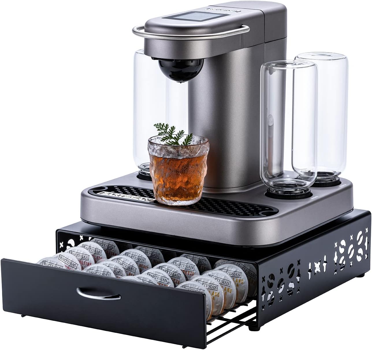 for Bartesian Pod Holder Cocktail Pod Storage bartesian Capsule Organizer Bar Design And Cocktail Machine Stand Black Metal(40 Pods Capacity)