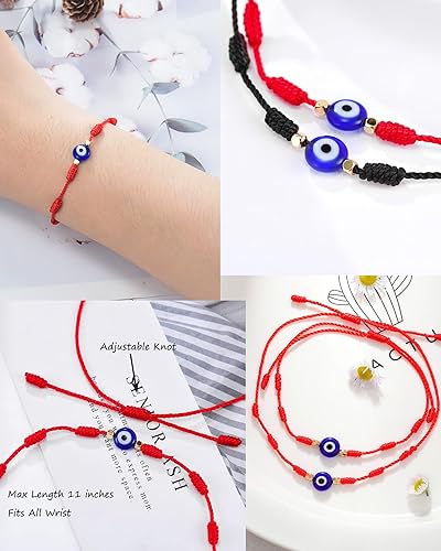 Miniatura 4 de 7 Knots Evil Eye Bracelet for Women Men Baby,Red Balck String Pink Evil Eye Protection Good Luck Matching Couples Jewelry Gifts