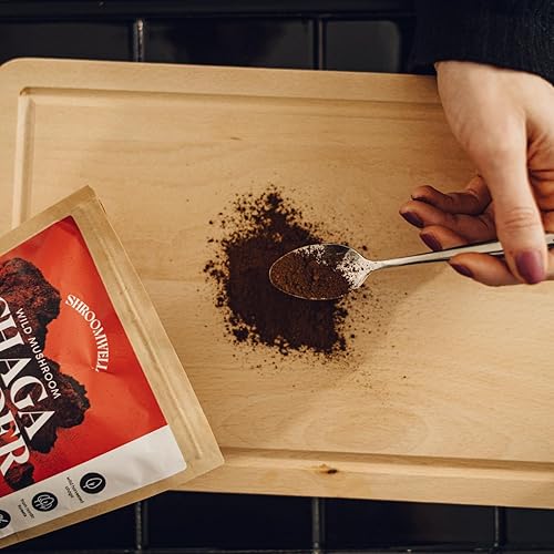 Miniatura 6 de SHROOMWELL Polvo de hongos Chaga - Polvo de chaga cosechado silvestre de los bosques estonios. Polvo de hongos Chaga con antioxidantes para té Chaga