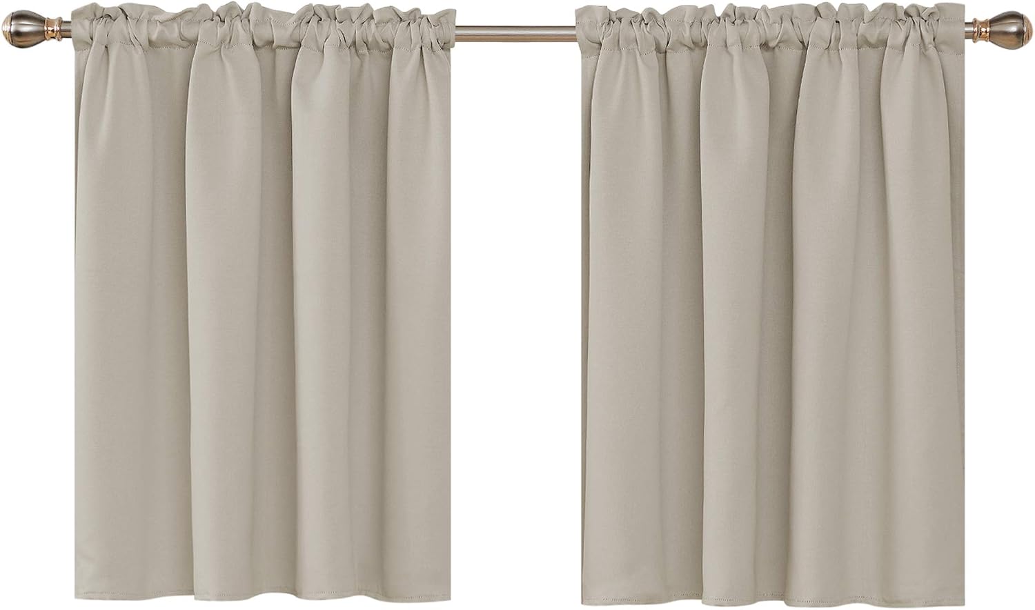 Deconovo Embossed Valance Curtain Window Kitchen Valance Blackout Valance Curtain for Basement Window 52x36 Inch Beige 2 Panels