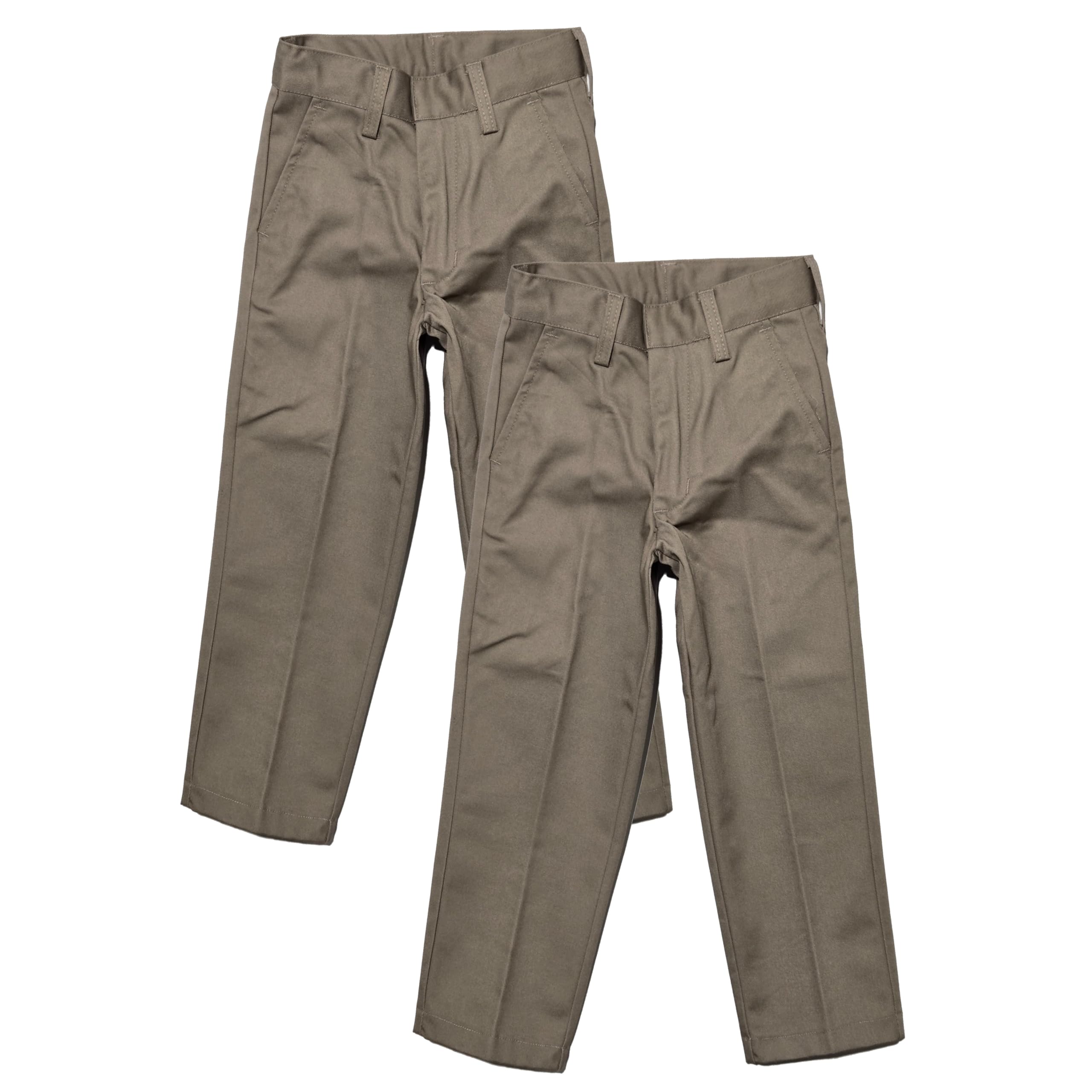 Boys Regular &amp; Husky Fit Straight Flat Front Adjustable Waist School Uniform Pants