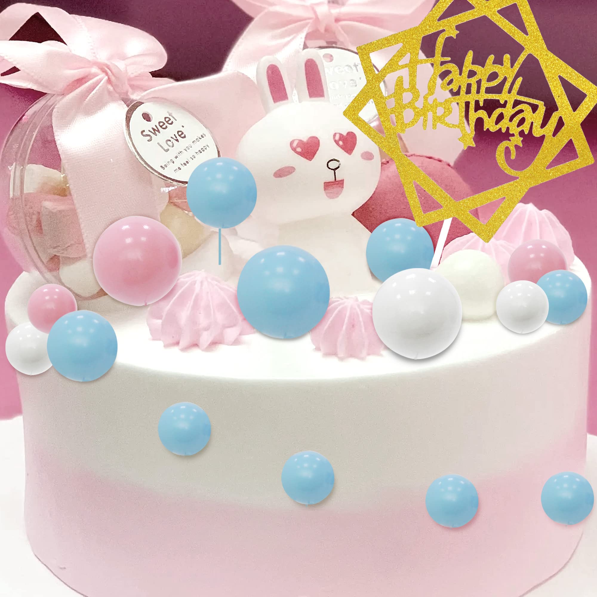 50 Décorations De Gâteau Bohème - Boules En Mousse Or, Blanc, Kaki - Pour Anniversaire, Mariage, Fêtes