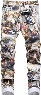Baylvn Men's Casual Printed Slim Fit Jeans Skinny Denim Pants
