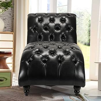 Amazon.com: Black Faux Leather Chaise Lounge Indoor 66