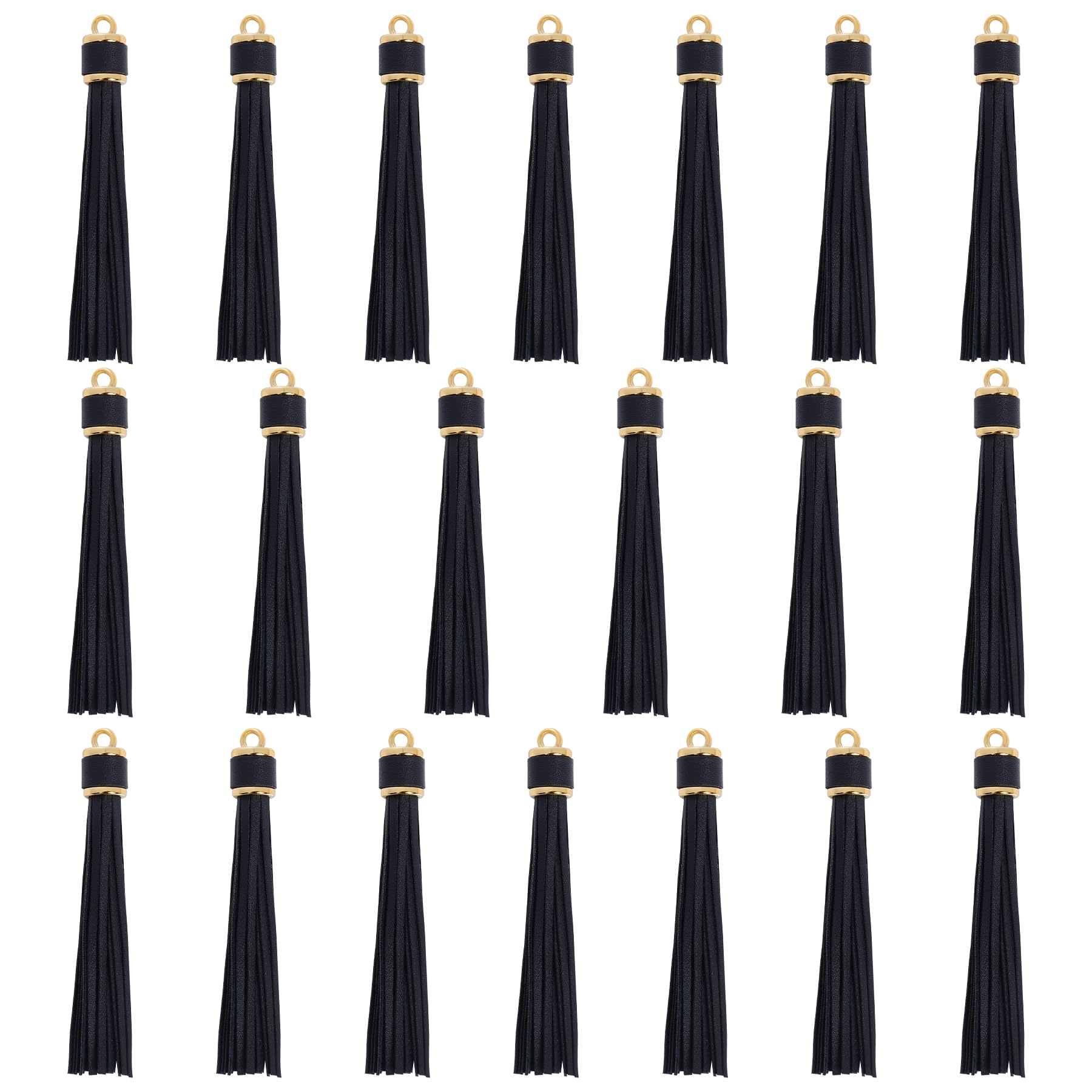 HOVEOXHOVEOX 20 Pieces 3.9 inch Faux Leather Tassel Bulk Keychain Tassels Artificial Leather Tassel Keychain Charms Bulk Leather Tassels for Jewelry Making and Craft (Black)