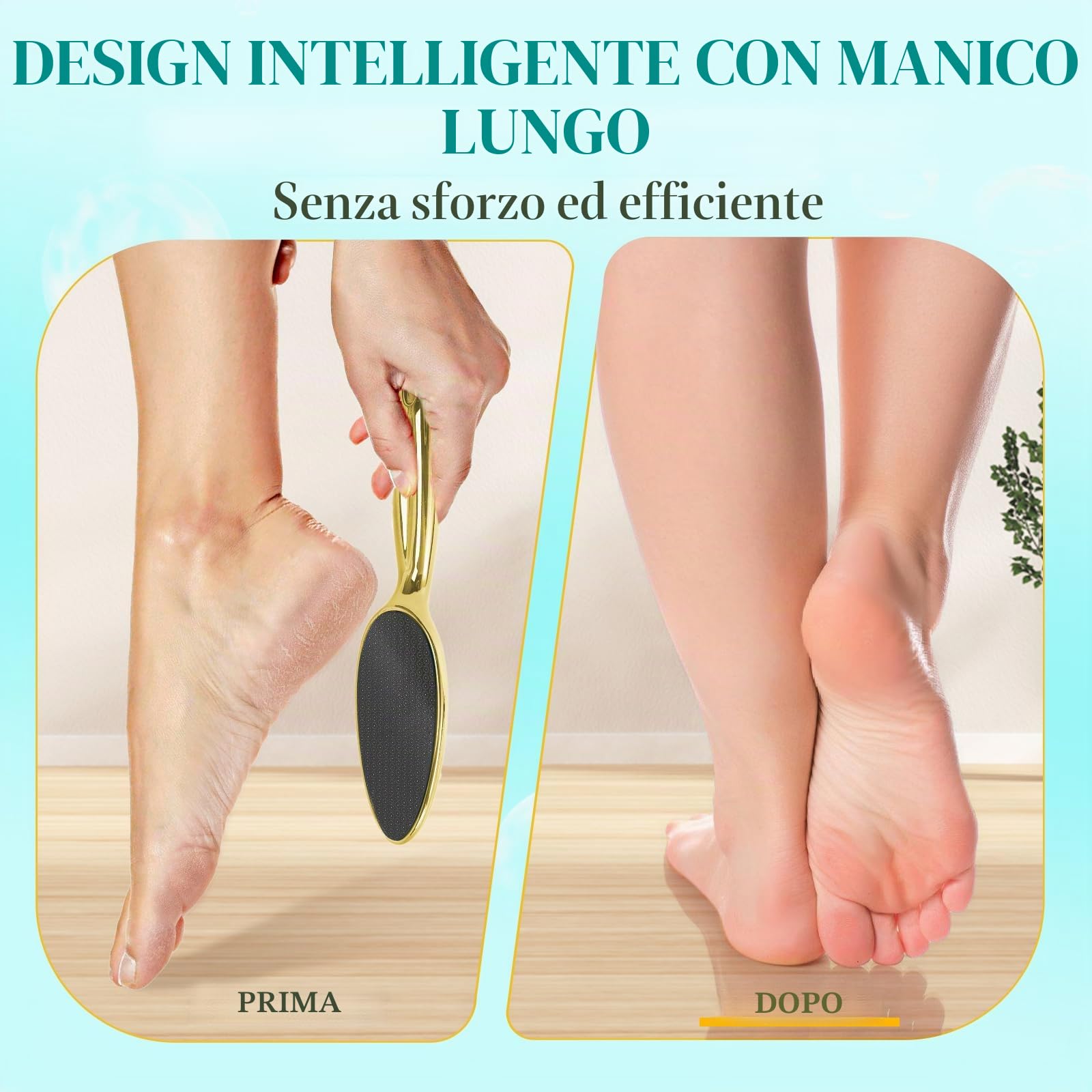 Lima per piedi in nano vetro, delicata ed estremamente efficace per la rimozione di calli, pelle dura e morta, ideale per la cura dei piedi in un centro benessere domestico (Oro)