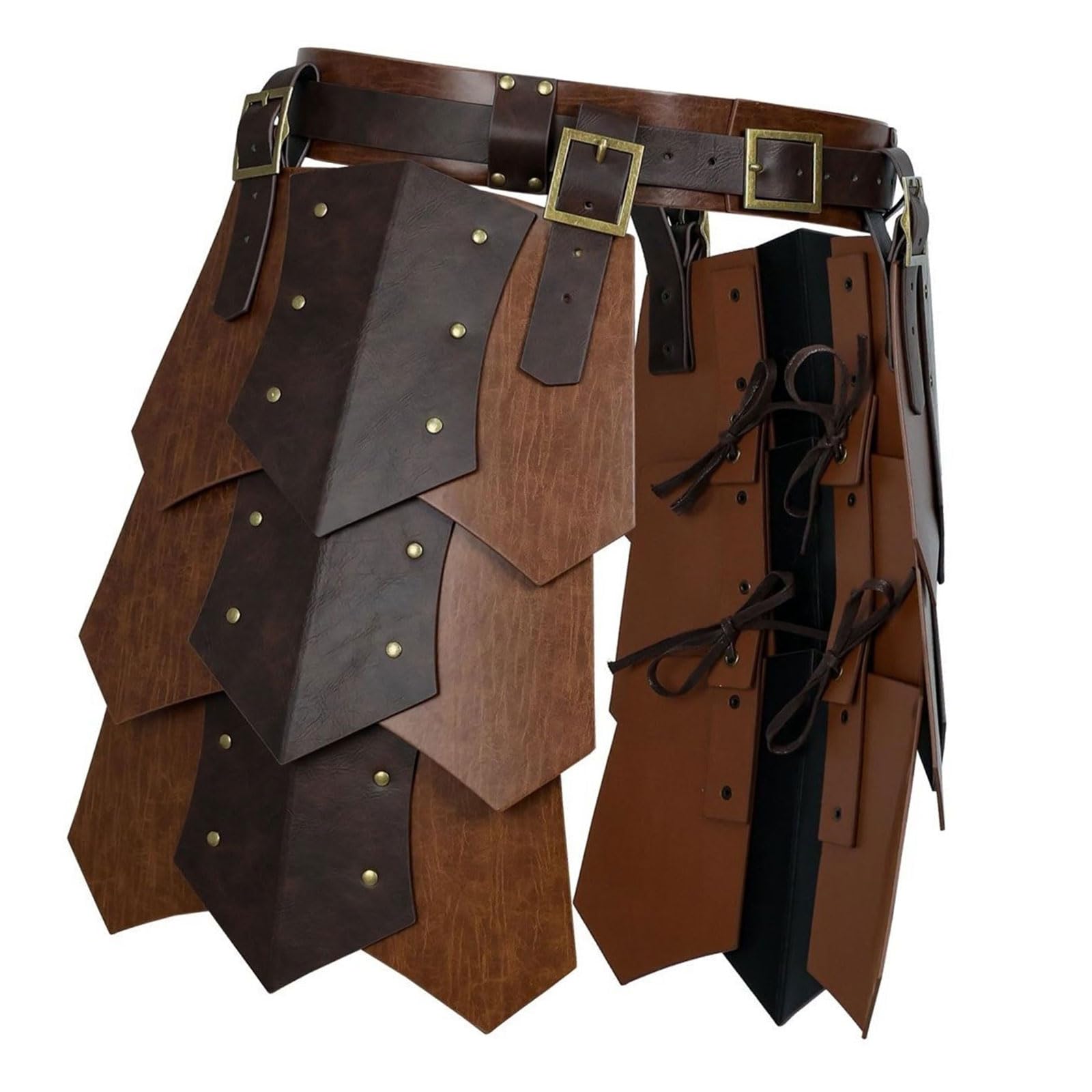 Armatura medievale in finta pelle per Halloween e cosplay, costume double face per coscia, mercenari e cavalieri, corazzate con gonna, doppio lato in vita