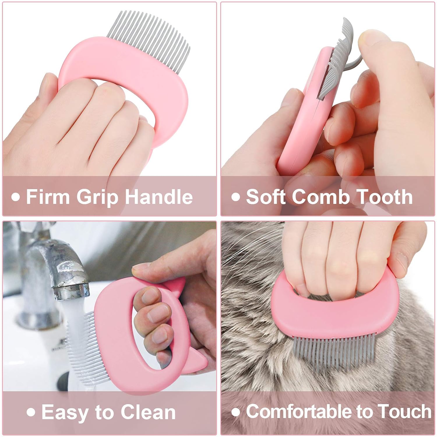 2 Pieces Cat Comb Pet Massage Comb Cat Shell Comb Cat Grooming and Painless Deshedding Matted Tangled Hair for Cats and Dogs (Blue, Pink)